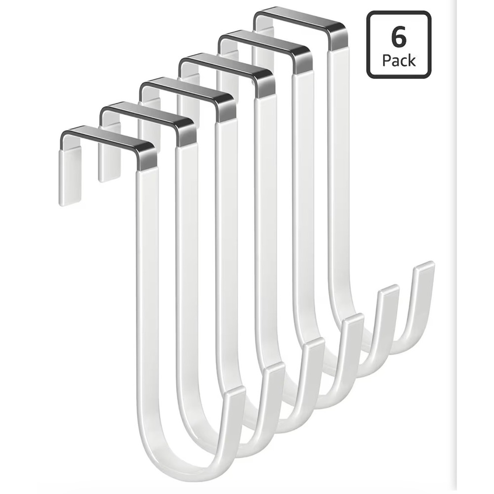 Unbranded Over the Door Hooks 6 Pack White New Metal Closet Organizer Hangers